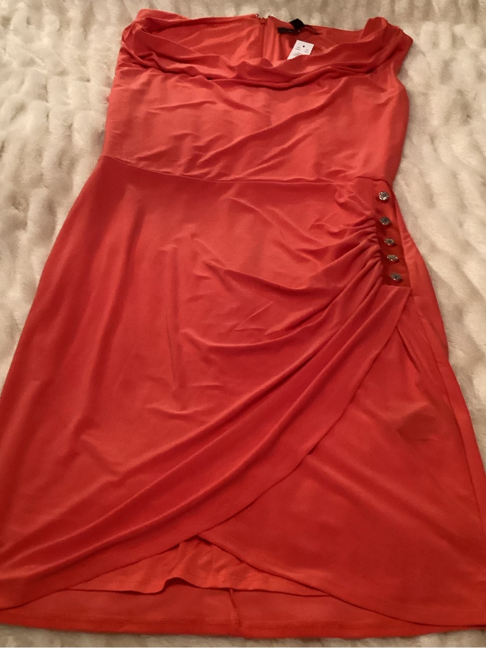 WHBM Button Detail, Shirred MJ Dress in Blaze